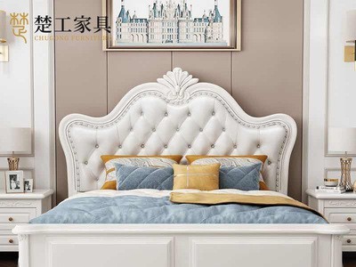 厂家直销白色软包欧式双人实木床现代简约1.8米新房主卧婚床定制