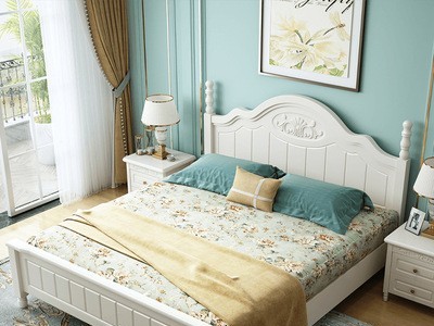 美式实木床1.8米白色双人主卧室床1.5米公主床现代简约韩式田园床