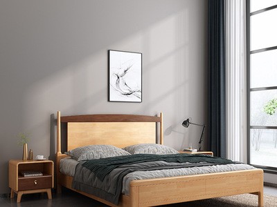 北欧实木床1.8米现代轻奢卧室1.5米主卧双人床高箱储物婚床