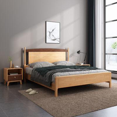 北欧实木床1.8米现代轻奢卧室1.5米主卧双人床高箱储物婚床