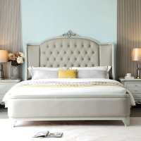 轻奢网红床主卧美式双人床现代简约公主皇冠欧式床1.8米软靠婚床