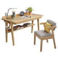 简易多功能北欧实木书桌 儿童写字桌电脑桌学习桌橡胶木书房家具