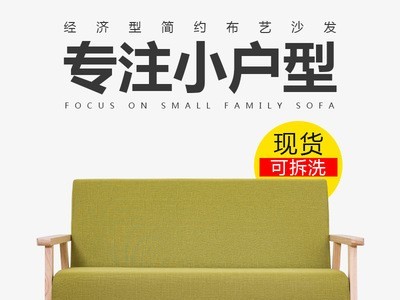 北欧布艺沙发小户型双人简易单人服装店小沙发经济型租房简约现代图1