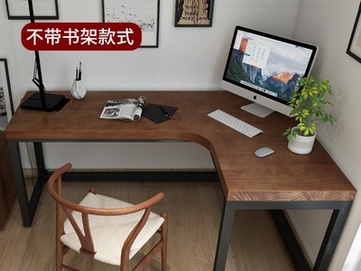 简约实木书桌书架组合家用转角电脑桌角落L型双人一体桌学生卧室图4