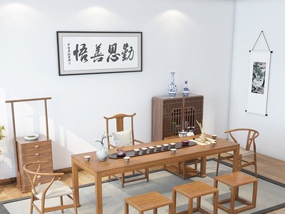 实木茶桌组合禅意茶几仿古功夫茶台会客大板桌新中式泡茶桌椅套装图4