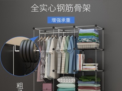 简易衣柜定制现代简约卧室轻奢转角衣橱收纳柜塑料组装衣柜门组装图2
