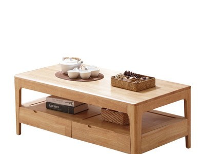 北欧实木茶几现代简约客厅经济型1.2米小户型长方形原木抽屉桌子图5