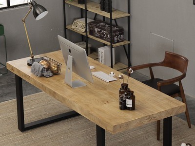 北欧单人办公桌 实木笔记本原木电脑桌 家用松木书桌工作桌写字台