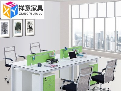 广东现代简约办公家具4人位组合职员办公桌屏风卡位电脑桌图3