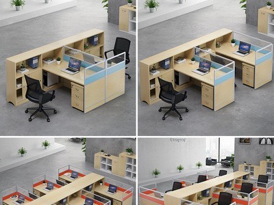 简约现代职员办公桌多人位财务电脑办公桌椅组合屏风卡座办公家具