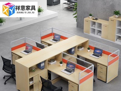 简约现代职员办公桌多人位财务电脑办公桌椅组合屏风卡座办公家具图2