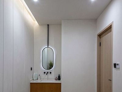 酒店卫生间旋转吊镜浴室镜发光镜子椭圆金属边框卫浴镜支持定制图2