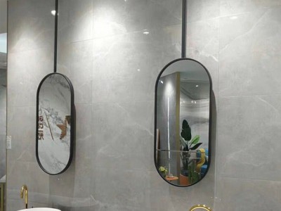 酒店卫生间旋转吊镜浴室镜发光镜子椭圆金属边框卫浴镜支持定制图5