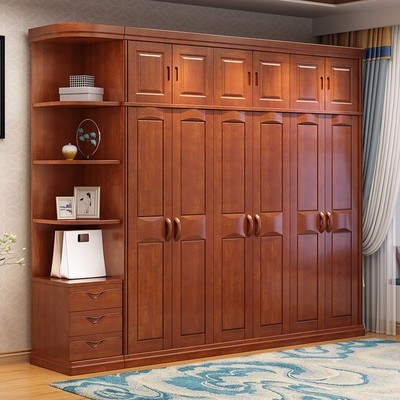 麦迪纶现代中式实木衣柜三门四门五门大衣橱六门卧室家具