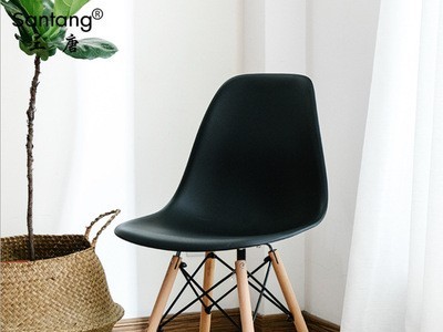 三唐伊姆斯餐椅简约现代塑料椅子北欧实木办公洽谈休闲会议餐桌椅