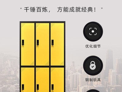 厂家直销钢制六门彩色更衣柜员工健身房浴室换衣柜铁皮储物柜带锁图3