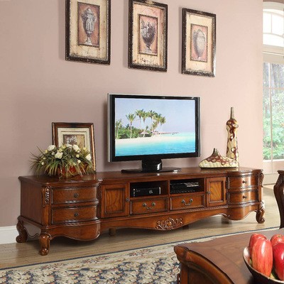 美式实木电视柜茶几组合欧式复古电视机柜客厅地柜储物柜