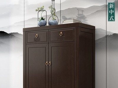 新中式实木鞋柜木质储物现代二三门玄关鞋橱门口多功能客厅家具图4