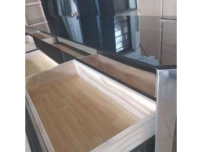 新款后现代简约灰镜玻璃茶几 小户型客厅不锈钢茶几电视柜组合图4