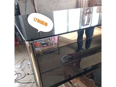 新款后现代简约灰镜玻璃茶几 小户型客厅不锈钢茶几电视柜组合图3