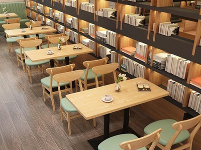 网红餐厅书吧北欧清新风双人卡座沙发甜品店咖啡厅奶茶店桌椅组合图4