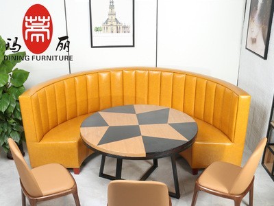 定制火锅店餐厅靠墙弧形卡座沙发酒吧商用烧烤店咖啡厅桌椅组合