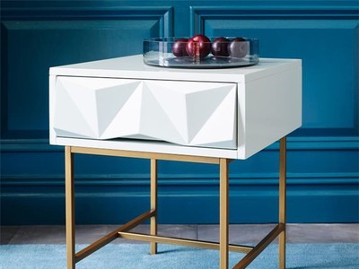 北欧客厅沙发边几 哑光烤漆储物柜 隐藏式拉手创意小型床头柜