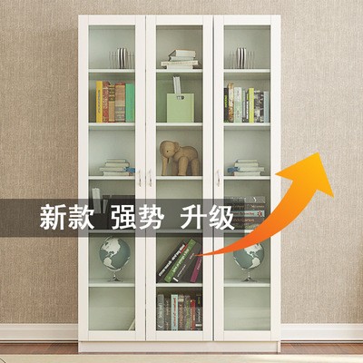 玻璃门书柜书架带门简约现代组合办公文件柜书橱落地收纳储物柜子