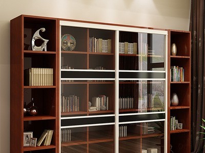 铝合金玻璃推拉移门书柜带门简约现代组合书橱书架收纳储物文件柜