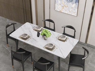 北欧餐厅小户型家用餐桌椅组合简约现代意式进口轻奢岩板吃饭桌子图4