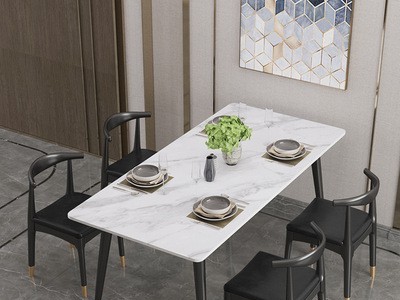 北欧餐厅小户型家用餐桌椅组合简约现代意式进口轻奢岩板吃饭桌子