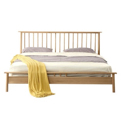 森有硕北欧全实木双人大床白橡木床简约小户型卧室双人床原木色