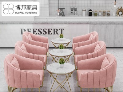 北欧咖啡厅布艺沙发双人西餐厅卡座奶茶店休闲靠背沙发酒店沙发椅图4