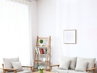 白橡木日式沙发椅组合办公咖啡店沙发 家用布艺宽板木质卡座沙发