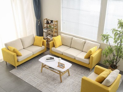 简约布艺沙发小户型客厅整装家具组合拆洗日式轻奢三人北欧布沙发