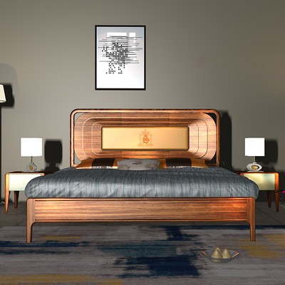 新中式实木床卧室时尚软靠皮艺双人床1.8米现代简约禅意乌金木床