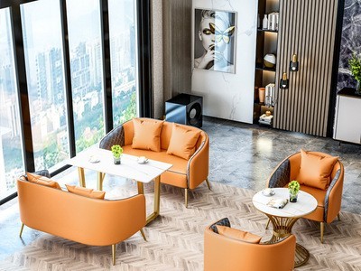 北欧网红沙发单双人甜品奶茶店桌椅组合轻奢西餐厅咖啡厅清吧卡座图3