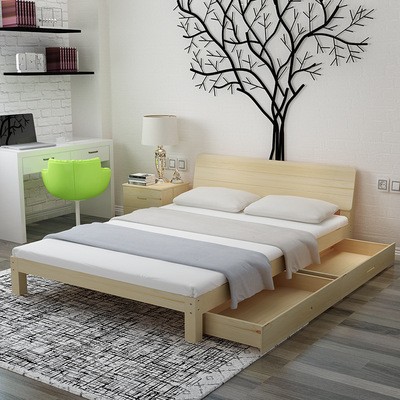 松木榻榻米地台床实木床1.5米单人床1.8m原木双人床成人木床
