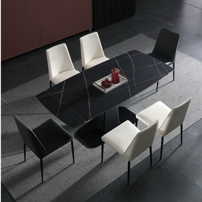 岩板餐桌可伸缩长方形大小户型现代简约网红桌椅组合可调节吃饭桌