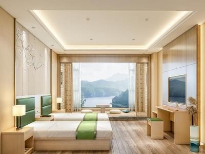 宾馆床酒店床民宿床标间全套快捷客房挂衣板商务酒店用衣柜床定制图2