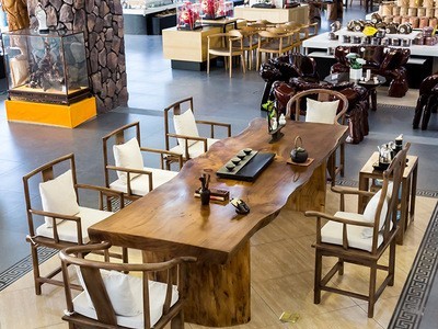 新中式实木茶桌 禅意泡茶阳台家用茶台桌办公室大板茶桌椅组合图5