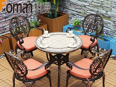 户外铸铝桌椅组合室外庭院家具铁艺休闲花园露天阳台桌椅三五件套图4