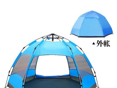 探险者帐篷户外3-4人5-8人双层六角沙滩全自动帐篷露营野营防雨图5