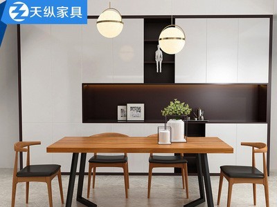 现代简约实木餐桌椅组合家用客厅多人吃饭桌子烧烤店酒店民宿桌椅图3