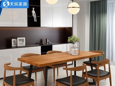 现代简约实木餐桌椅组合家用客厅多人吃饭桌子烧烤店酒店民宿桌椅图2