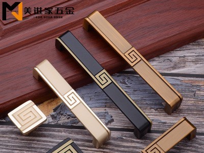 新中式柜门拉手高档轻奢金色橱柜衣柜门把手仿古铜色鞋柜抽屉拉手图1