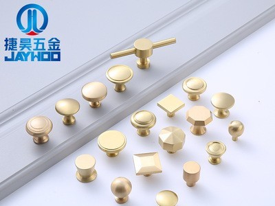 新中式单孔纯铜家具橱柜拉手 多规格黄铜衣柜抽屉柜门拉手把手图1