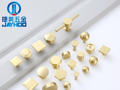 新中式单孔纯铜家具橱柜拉手 多规格黄铜衣柜抽屉柜门拉手把手图2