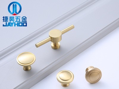 新中式单孔纯铜家具橱柜拉手 多规格黄铜衣柜抽屉柜门拉手把手图3