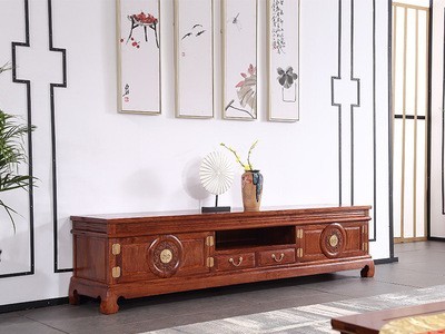 红木仿古家具 黄花梨木团圆电视柜 中式实木多功能储物柜展示柜图3